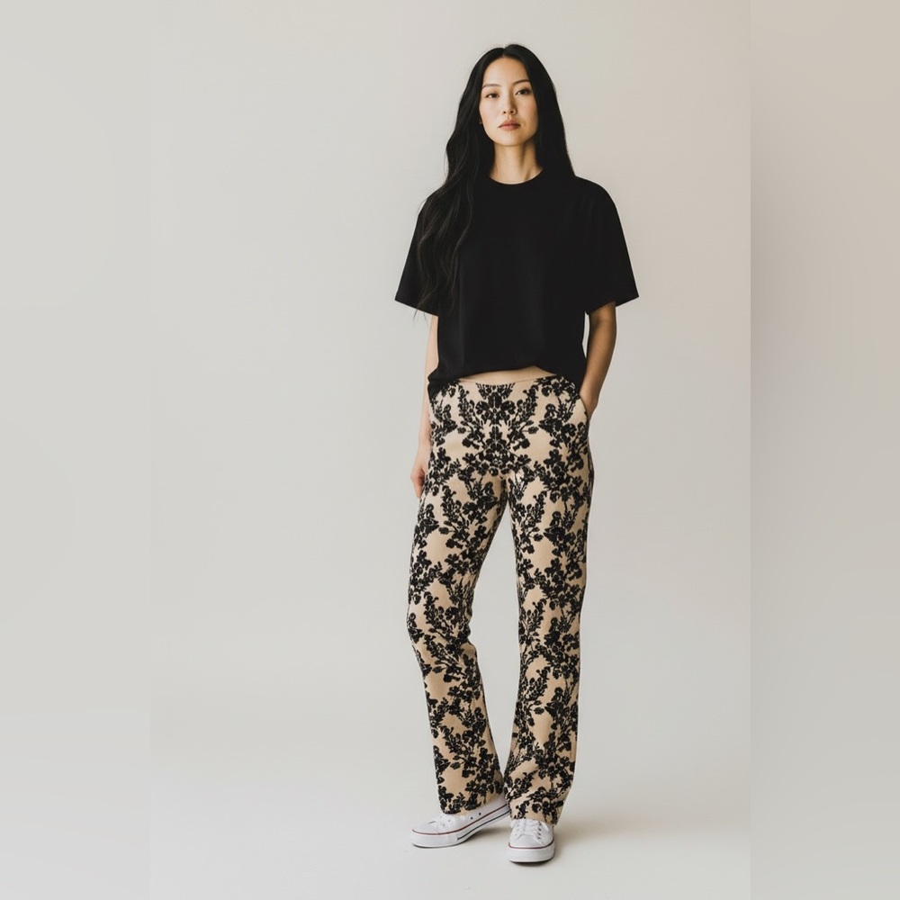 ✨ Boutique Flocked Damask Ponte Pants • Pull-On • 32” Inseam • MSRP $198